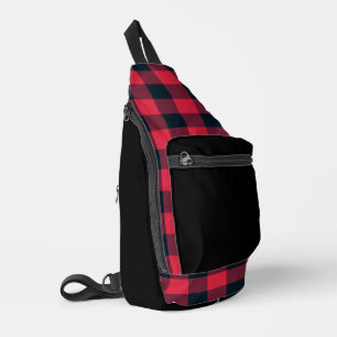 Sac À Bandoulière Motif carreau rouge noir