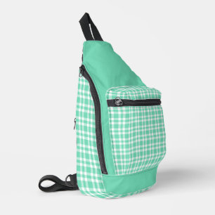 Sac À Bandoulière Motif carreaux bleu aquamarine et blanc