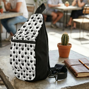 Sac À Bandoulière Motif d'art linéaire de cactus