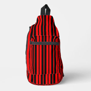 Sac À Bandoulière Motif de bandes verticales en noir rouge