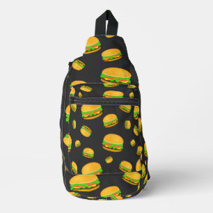 Sac À Bandoulière Motif de burger délicieux cool et amusant gris fon