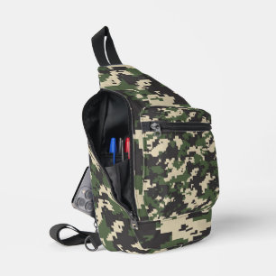 Sac À Bandoulière Motif de camouflage numérique vert