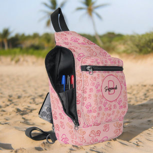 Sac À Bandoulière Motif de coeur lié Arrière - plan et monogramme