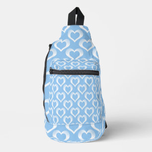 Sac À Bandoulière Motif de cœurs blancs bleus