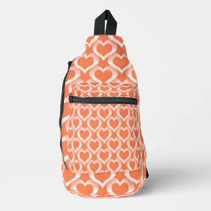 Sac À Bandoulière Motif de cœurs blancs corail