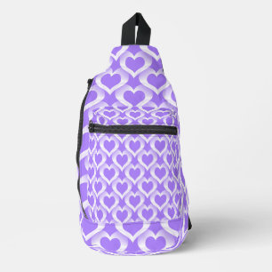 Sac À Bandoulière Motif de cœurs blancs violets