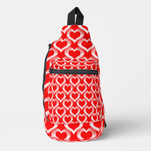 Sac À Bandoulière Motif de cœurs rouges blancs