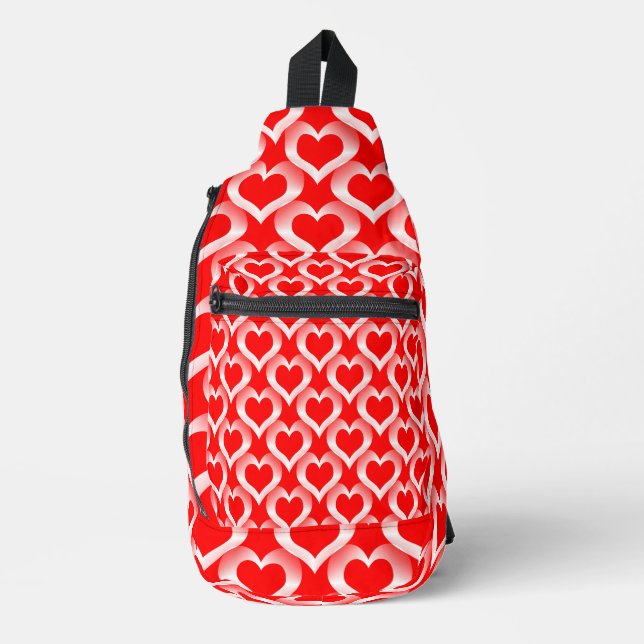 Sac À Bandoulière Motif de cœurs rouges blancs (Recto)