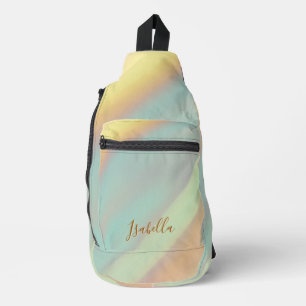 Sac À Bandoulière Motif de coquillage côtier de plage Nom personnali