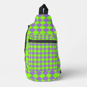 Sac À Bandoulière Motif de diamant Purple Green Checker