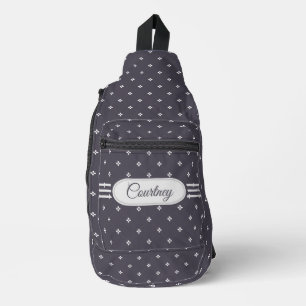 Sac À Bandoulière Motif de fleur de diamant sur prune poussiéreuse a