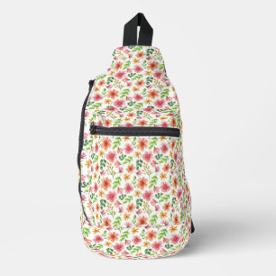 Sac À Bandoulière Motif de fleurs roses à l'aquarelle