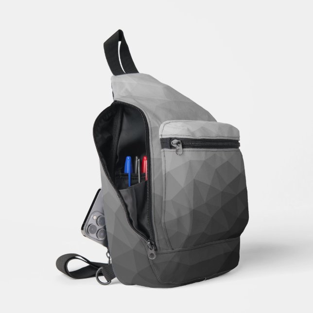 Sac À Bandoulière Motif de maillage géométrique dégradé gris (Ouvrir)