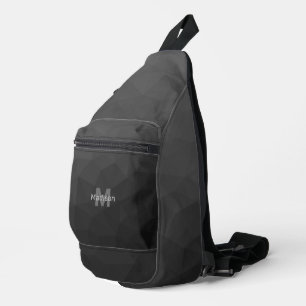 Sac À Bandoulière Motif de maille géométrique gris foncé Monogramme