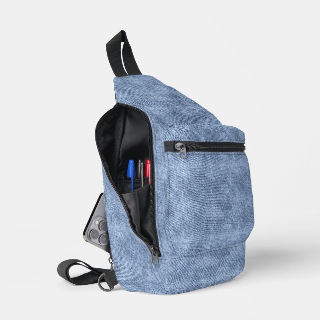 Sac À Bandoulière Motif Denim Blue Denim (Ouvrir)