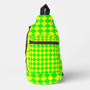 Sac À Bandoulière Motif diamant à carreaux jaune vert