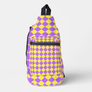 Sac À Bandoulière Motif diamant à carreaux jaune violet