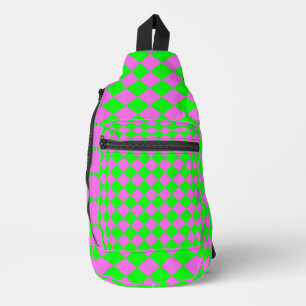 Sac À Bandoulière Motif diamant à carreaux rose vert