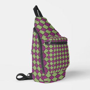 Sac À Bandoulière Motif diamant à carreaux violet vert