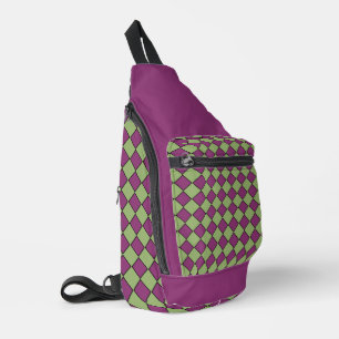 Sac À Bandoulière Motif diamant à carreaux violet vert