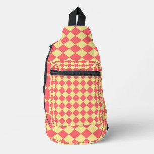 Sac À Bandoulière Motif diamant Coral Yellow Checker