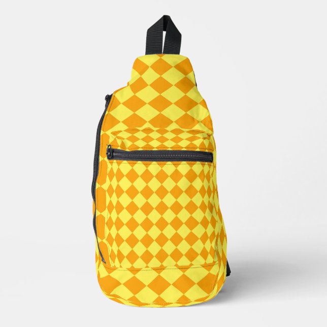 Sac À Bandoulière Motif diamant jaune orange Checker (Recto)