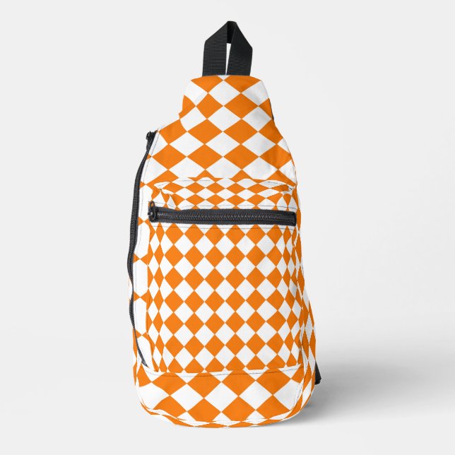 Sac À Bandoulière Motif diamant Orange White Checker (Recto)