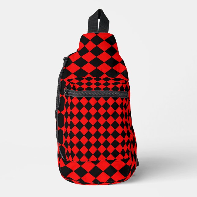 Sac À Bandoulière Motif diamant Red Black Checker (Recto)