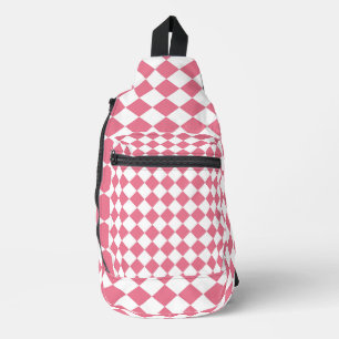 Sac À Bandoulière Motif du vérificateur de diamants rose blanc