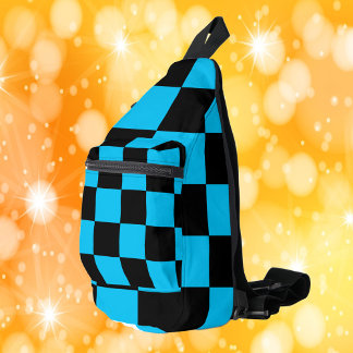 Sac À Bandoulière Motif en damier bleu et noir