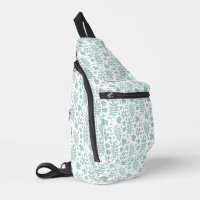 Motif Feuille perdu Turquoise sur blanc