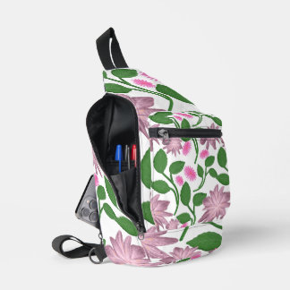 Sac À Bandoulière Motif floral rose avec feuilles vertes