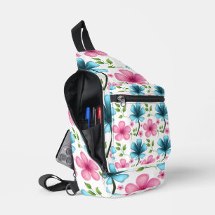 Sac À Bandoulière Motif floral rose et bleu