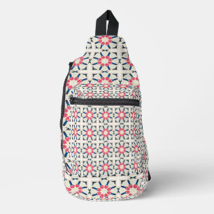 Sac À Bandoulière Motif géométrique floral rose marine