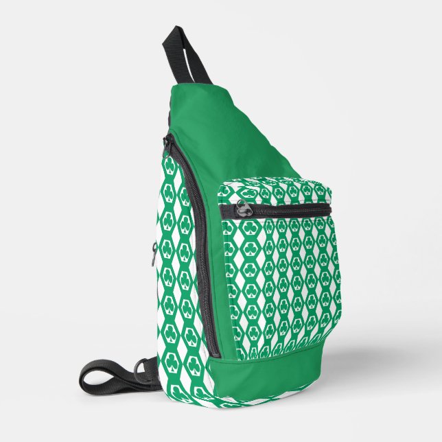 Sac À Bandoulière Motif Hexagone Blanc Vert Trèfle (Coin gauche)