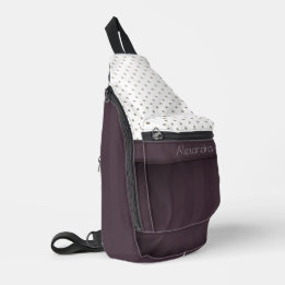 Sac À Bandoulière Motif pois poudrés prune et abricoté avec nom