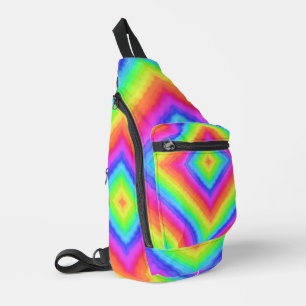 Sac À Bandoulière Motif Psychédélique Carré Coloré Ondulé