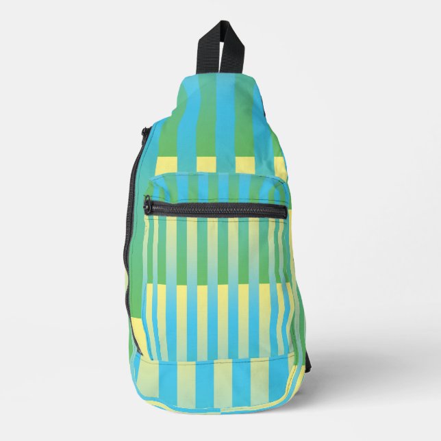 Sac À Bandoulière Motif rayé bleu jaune vert  (Recto)