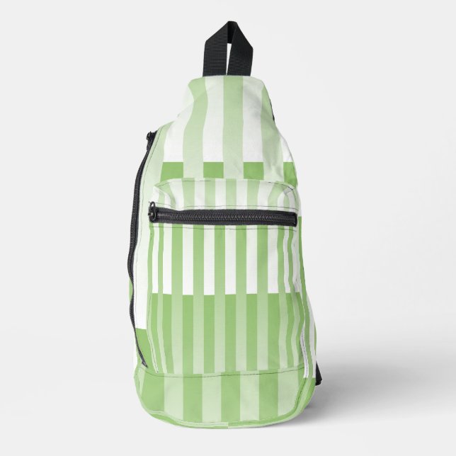 Sac À Bandoulière Motif rayé vert blanc (Recto)
