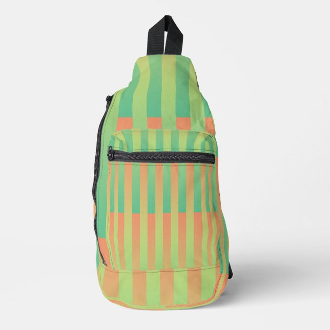 Sac À Bandoulière Motif rayé vert orange (Recto)