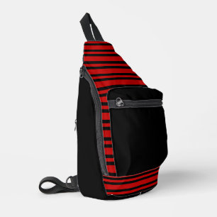 Sac À Bandoulière Motif Rayures Rouge Noir