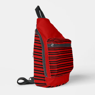 Sac À Bandoulière Motif Rayures Rouge Noir