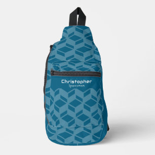 Sac À Bandoulière Motif répétitif moderne sarcelle 