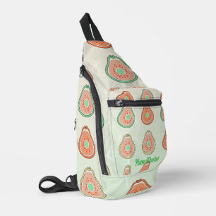 Sac À Bandoulière Motif Rétro Avocat – Pêche et Vert Menthe