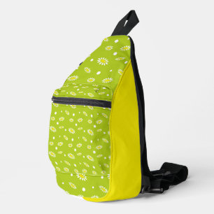 Sac À Bandoulière Motif rétro de printemps à pois et marguerite vert