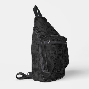 Sac À Bandoulière Motif Rich Black Brocade
