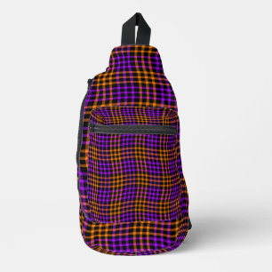 Sac À Bandoulière Motif sans fin à carreaux écossais orange violet