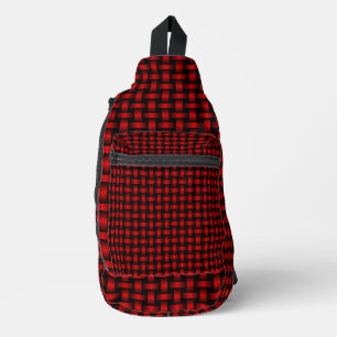 Sac À Bandoulière Motif Tissé Rouge Noir