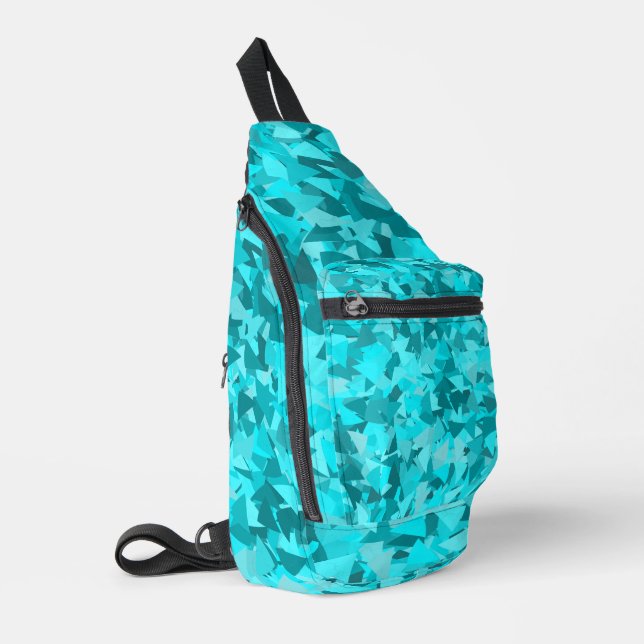 Sac À Bandoulière Motif Triangle Bleu Sarcelle (Coin gauche)