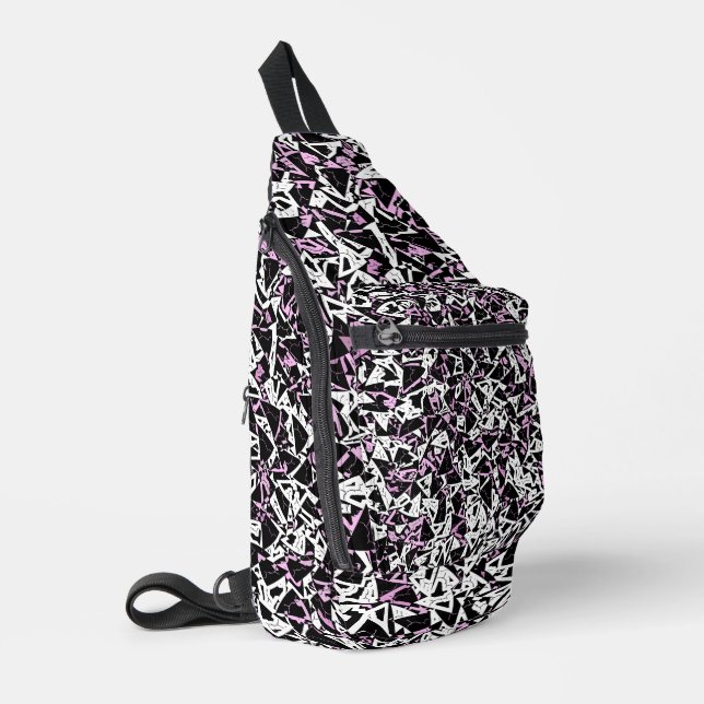 Sac À Bandoulière Motif Triangle Noir Violet (Coin gauche)